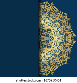 Tarjeta de plantilla con mandala. Vector. Diseño oriental para la invitación a fiestas navideñas, fiestas de Ramadán, saludo de Año Nuevo, salón de belleza, boda