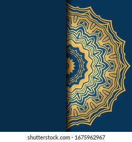 Template card with mandala. Vector. Oriental design for Christmas party invitation, Ramadan holiday, New year greeting, beauty spa salon, wedding