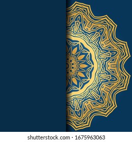 Tarjeta de plantilla con mandala. Vector. Diseño oriental para la invitación a fiestas navideñas, fiestas de Ramadán, saludo de Año Nuevo, salón de belleza, boda