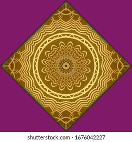 Template card with mandala. Vector. Oriental design for Christmas party invitation, Ramadan holiday, New year greeting, beauty spa salon, wedding
