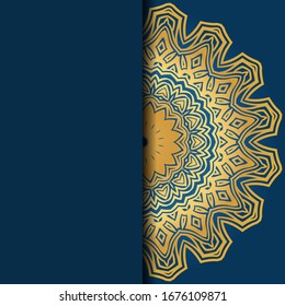 Tarjeta de plantilla con mandala. Vector. Diseño oriental para la invitación a fiestas navideñas, fiestas de Ramadán, saludo de Año Nuevo, salón de belleza, boda