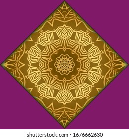 Tarjeta de plantilla con mandala. Vector. Diseño oriental para la invitación a fiestas navideñas, fiestas de Ramadán, saludo de Año Nuevo, salón de belleza, boda