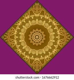 Template card with mandala. Vector. Oriental design for Christmas party invitation, Ramadan holiday, New year greeting, beauty spa salon, wedding
