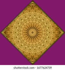 Template card with mandala. Vector. Oriental design for Christmas party invitation, Ramadan holiday, New year greeting, beauty spa salon, wedding