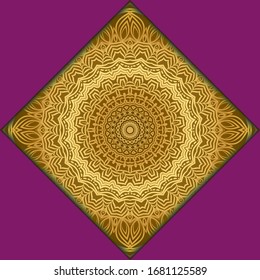 Tarjeta de plantilla con mandala. Vector. Diseño oriental para la invitación a fiestas navideñas, fiestas de Ramadán, saludo de Año Nuevo, salón de belleza, boda