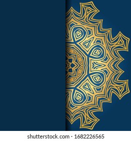 Template card with mandala. Vector. Oriental design for Christmas party invitation, Ramadan holiday, New year greeting, beauty spa salon, wedding