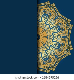 Template card with mandala. Vector. Oriental design for Christmas party invitation, Ramadan holiday, New year greeting, beauty spa salon, wedding