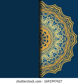 Template card with mandala. Vector. Oriental design for Christmas party invitation, Ramadan holiday, New year greeting, beauty spa salon, wedding