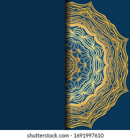 Template card with mandala. Vector. Oriental design for Christmas party invitation, Ramadan holiday, New year greeting, beauty spa salon, wedding