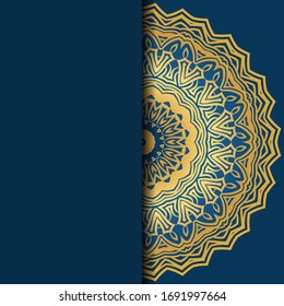 Template card with mandala. Vector. Oriental design for Christmas party invitation, Ramadan holiday, New year greeting, beauty spa salon, wedding