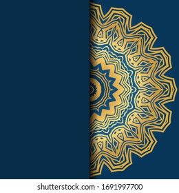 Tarjeta de plantilla con mandala. Vector. Diseño oriental para la invitación a fiestas navideñas, fiestas de Ramadán, saludo de Año Nuevo, salón de belleza, boda