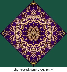 Tarjeta de plantilla con mandala. Vector. Diseño oriental para la invitación a fiestas navideñas, fiestas de Ramadán, saludo de Año Nuevo, salón de belleza, boda