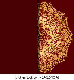 Template card with mandala. Vector. Oriental design for Christmas party invitation, Ramadan holiday, New year greeting, beauty spa salon, wedding