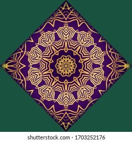 Tarjeta de plantilla con mandala. Vector. Diseño oriental para la invitación a fiestas navideñas, fiestas de Ramadán, saludo de Año Nuevo, salón de belleza, boda
