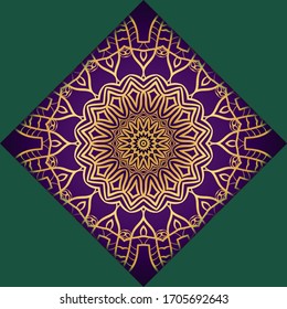 Tarjeta de plantilla con mandala. Vector. Diseño oriental para la invitación a fiestas navideñas, fiestas de Ramadán, saludo de Año Nuevo, salón de belleza, boda