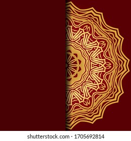 Template card with mandala. Vector. Oriental design for Christmas party invitation, Ramadan holiday, New year greeting, beauty spa salon, wedding