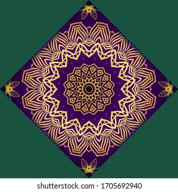 Tarjeta de plantilla con mandala. Vector. Diseño oriental para la invitación a fiestas navideñas, fiestas de Ramadán, saludo de Año Nuevo, salón de belleza, boda