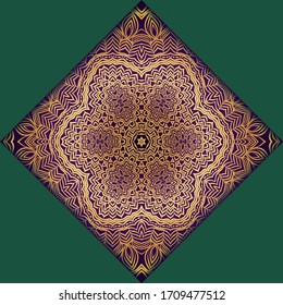 Template card with mandala. Vector. Oriental design for Christmas party invitation, Ramadan holiday, New year greeting, beauty spa salon, wedding