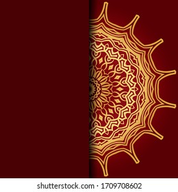 Tarjeta de plantilla con mandala. Vector. Diseño oriental para la invitación a fiestas navideñas, fiestas de Ramadán, saludo de Año Nuevo, salón de belleza, boda