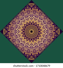 Template card with mandala. Vector. Oriental design for Christmas party invitation, Ramadan holiday, New year greeting, beauty spa salon, wedding