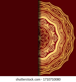 Template card with mandala. Vector. Oriental design for Christmas party invitation, Ramadan holiday, New year greeting, beauty spa salon, wedding