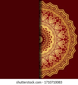 Template card with mandala. Vector. Oriental design for Christmas party invitation, Ramadan holiday, New year greeting, beauty spa salon, wedding