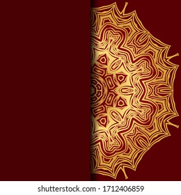 Tarjeta de plantilla con mandala. Vector. Diseño oriental para la invitación a fiestas navideñas, fiestas de Ramadán, saludo de Año Nuevo, salón de belleza, boda