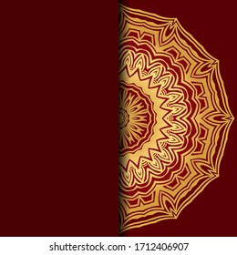 Tarjeta de plantilla con mandala. Vector. Diseño oriental para la invitación a fiestas navideñas, fiestas de Ramadán, saludo de Año Nuevo, salón de belleza, boda