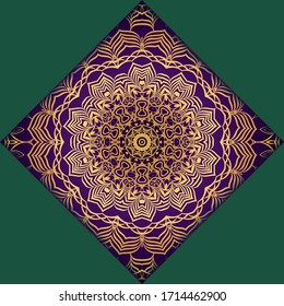 Template card with mandala. Vector. Oriental design for Christmas party invitation, Ramadan holiday, New year greeting, beauty spa salon, wedding
