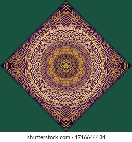Tarjeta de plantilla con mandala. Vector. Diseño oriental para la invitación a fiestas navideñas, fiestas de Ramadán, saludo de Año Nuevo, salón de belleza, boda