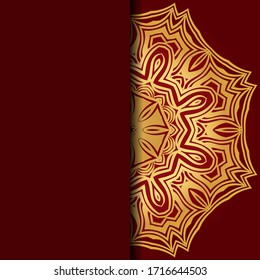 Tarjeta de plantilla con mandala. Vector. Diseño oriental para la invitación a fiestas navideñas, fiestas de Ramadán, saludo de Año Nuevo, salón de belleza, boda