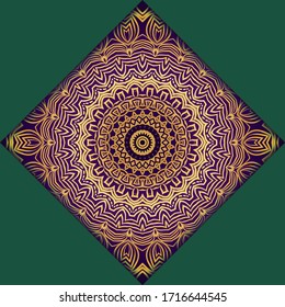 Tarjeta de plantilla con mandala. Vector. Diseño oriental para la invitación a fiestas navideñas, fiestas de Ramadán, saludo de Año Nuevo, salón de belleza, boda