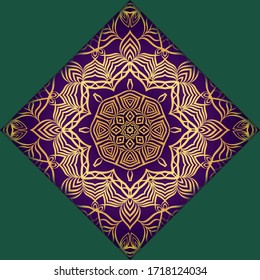 Tarjeta de plantilla con mandala. Vector. Diseño oriental para la invitación a fiestas navideñas, fiestas de Ramadán, saludo de Año Nuevo, salón de belleza, boda