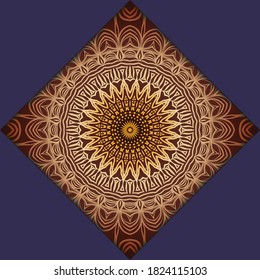 Tarjeta de plantilla con mandala. Vector. Diseño oriental para la invitación a la fiesta de Navidad, vacaciones de Ramadán, saludo de Año Nuevo, salón de belleza, boda
