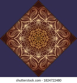Tarjeta de plantilla con mandala. Vector. Diseño oriental para la invitación a la fiesta de Navidad, vacaciones de Ramadán, saludo de Año Nuevo, salón de belleza, boda