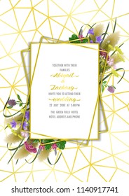 Template card on geometric background with seven herbs of autumn equinox. Japanese mock up, template for Shubun no hi greeting, birthday cards, wedding inviration, covers and posters with text place.