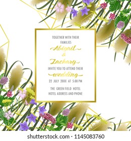 Template card on geometric background with seven herbs of autumn equinox. Japanese mock up, template for Shubun no hi greeting, birthday cards, wedding inviration, covers and posters with text place.