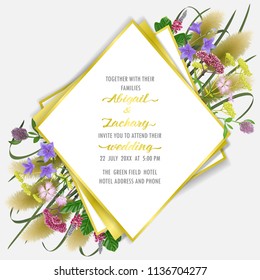 Template card on white background with seven herbs of autumn equinox. Japanese mock up, template for Shubun no hi greeting, birthday cards, wedding inviration, covers and posters with text place.