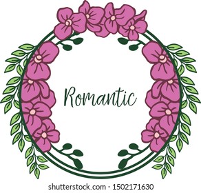 Template for card romantic, with natural purple flower frame background. Vector