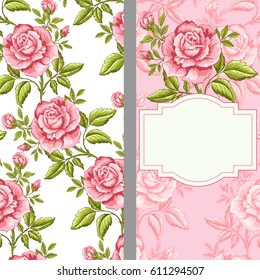 Template of card with roses for design