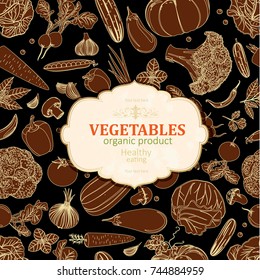 template card with sketches of vegetables for your design