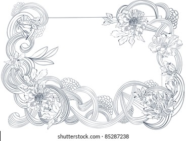 Template for card with stylized floral element