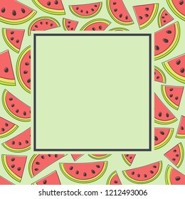 Template of a card for Summer Sale with watermelons and copyspace. Vector.