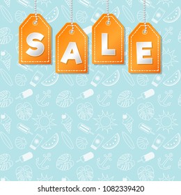 Template of card with textured background for Summer Sale. Vector.