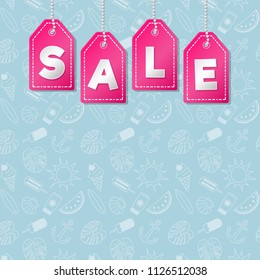 Template of card with textured background for Summer Sale. Vector.
