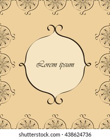 Template card with vintage elements floral pattern on a light background, curls