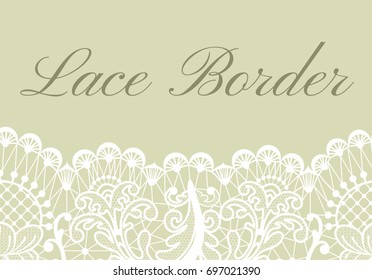 Template of card with white lace border on green background