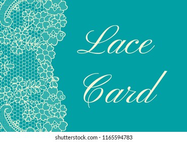 Template of card with yellow lace border on green background