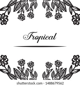 Template of cards, concept tropical, with cute flower frame. Vector