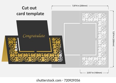 Template cards to cut. Topper. Use for congratulations, invitations, presentations, weddings. Vector illustration.
